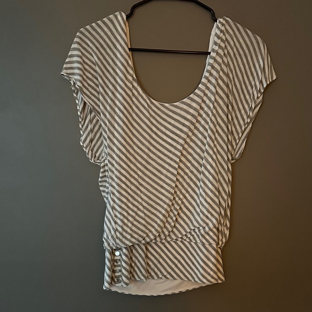 Chic Striped Gray Blouse for Women